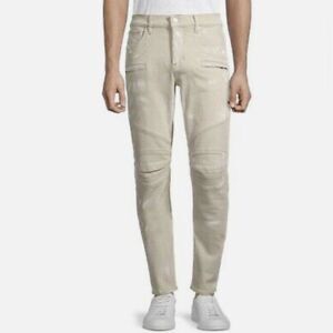 NEW Hudson Blinder Beige Biker Moto V2 Skinny Jeans Size 32